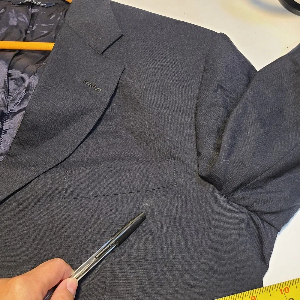 Brooks Brothers Brooksease Wool Blazer Suit Black Made In USA 44, 3 Button